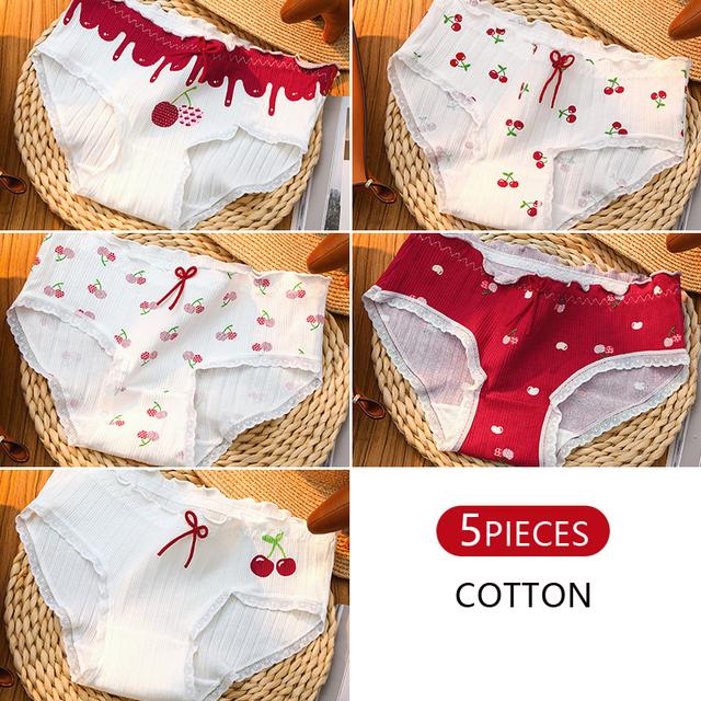 

5 шт./компл. женские трусики из чистого хлопка, дышащее нижнее белье, трусы для девочек с милым принтом L