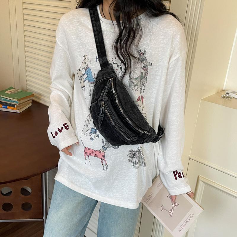 Große Kapazität Bauchtasche für Damen Leinwand Fanny Packs Weibliche Hüfttasche Damen Lässige Jeans Crossbody Brusttaschen Reise