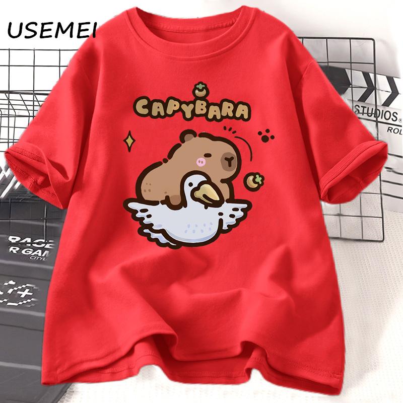 Funny Capybara T-shirts Men Women Summer Cute Animal T Shirt Cotton Short Sleeve Graphic T Shirts Streetwear Women's Clothing