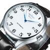 Moda Negócios Automático Mecânico Relógio Homens Time Master Pulseira de Couro Mostrador Branco Calendário Data Montre Homme Winner Clássico