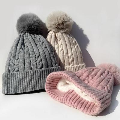 Women's Cute Twisted Pattern Wool Hat with Velvet Lining - Winter Style with Ear Protection