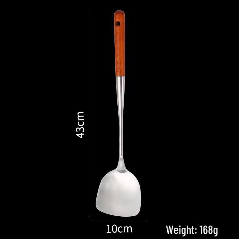 Yoshida Handwerker 304SS Verlängerter Griff Rosenholz Wok Spatel