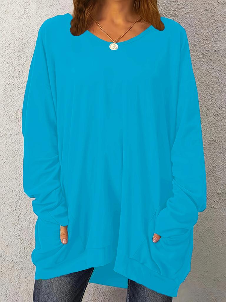 Plus Size European and American Fashion Round Neck Loose Casual Tops