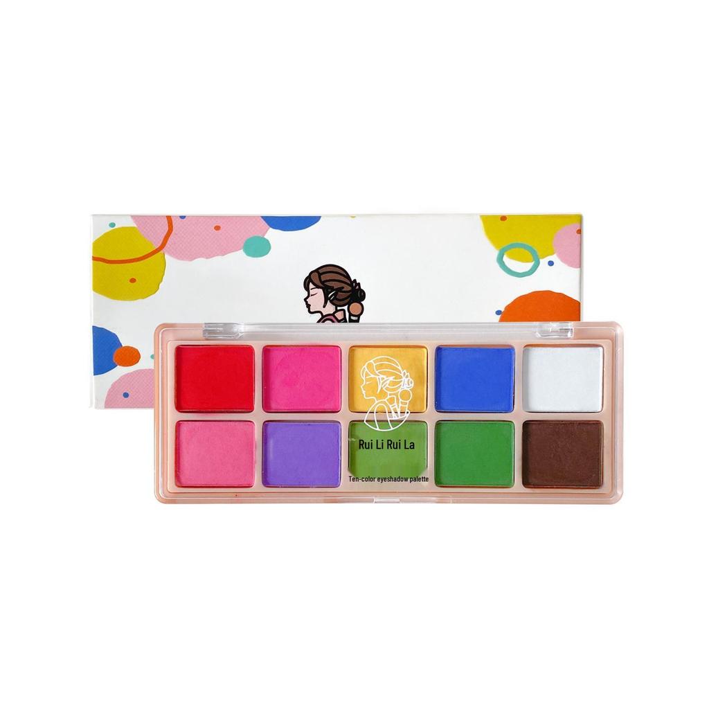 Ten-Color Eyeshadow Palette: High-Pigment Stage & Party Makeup for Christmas and New Year's Eve.