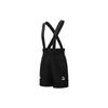 Solid Color Brand Logo Button Elastic Cotton Suspender Shorts Women Shorts Black 537516-01