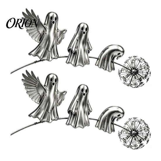 Outdoor Halloween Decorations Ghost Garden Stake, Rustic Yard Art Decor with Dandelion Accent, Unique for Metal Sculpture Lawn Patio Flower