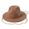 Chain Fedoras Hats for Women Luxury Designer Brand Church Hats Ladies Elegant Wedding Hat