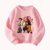 Anime Girl Group Cartoon Print Women's Casual Round Neck Long Sleeve  Loose Fit Sweatshirt Pullover Top