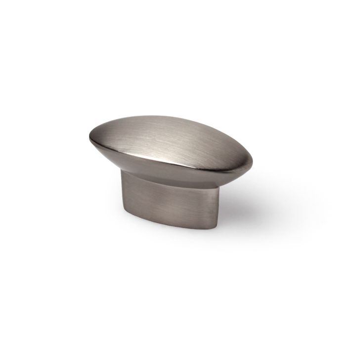 Boutons de meuble - Ovale - Zamak brossé - Lot de 4 - H.24 x l.41 x P.19 mm