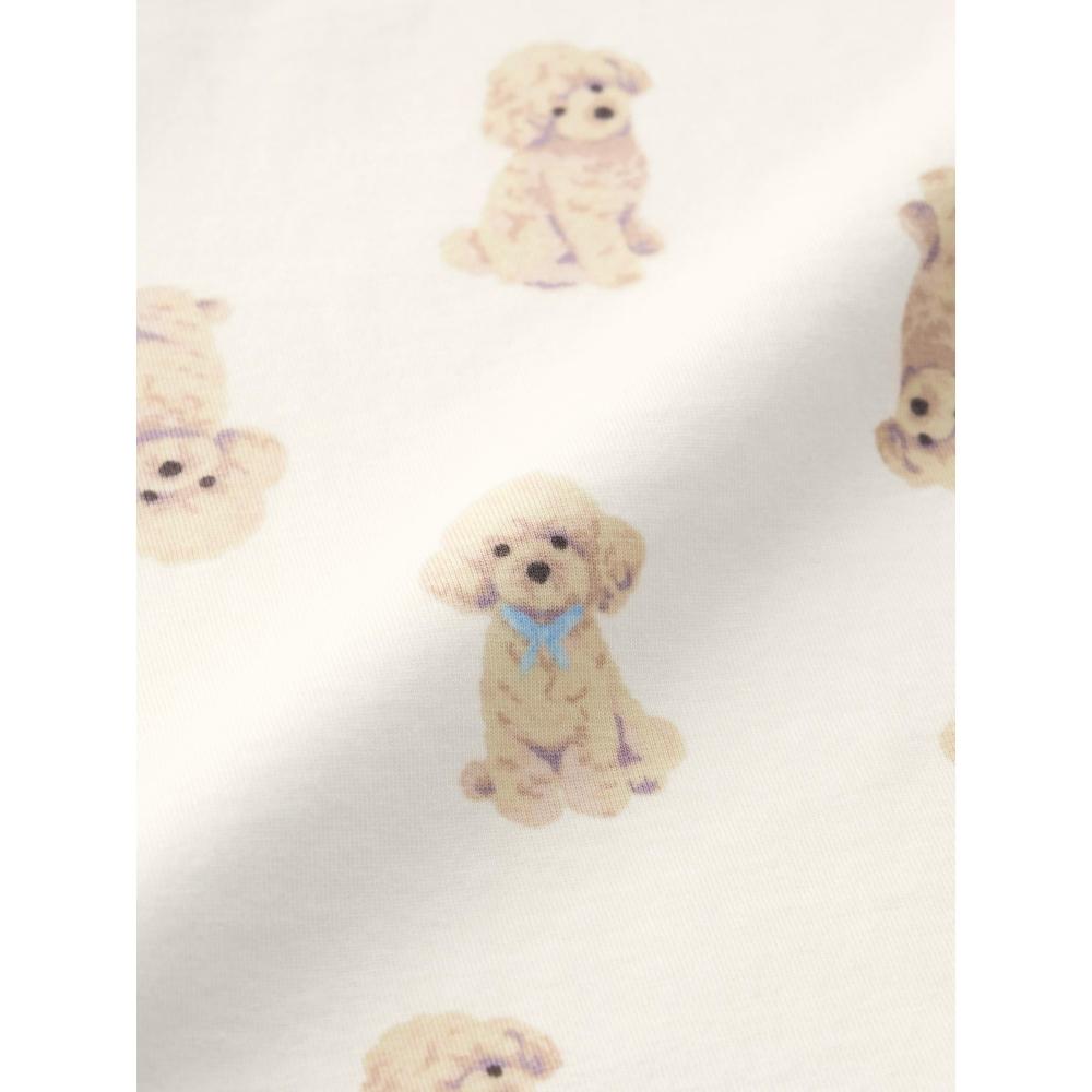 GU by Uniqlo Girls Cotton Lounge Set  Short Sleeves   Shorts   Toy Poodle 