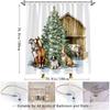 1pc Rustic Farmhouse Christmas Shower Curtain - Vintage Barn Style with Horse, Dog, Cow & Pig Design, 70.8x70.8 Inch, Machine Wa