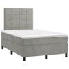 3143013 vidaXL Lit à sommier tapissier et matelas Gris clair 120x200cm Velours