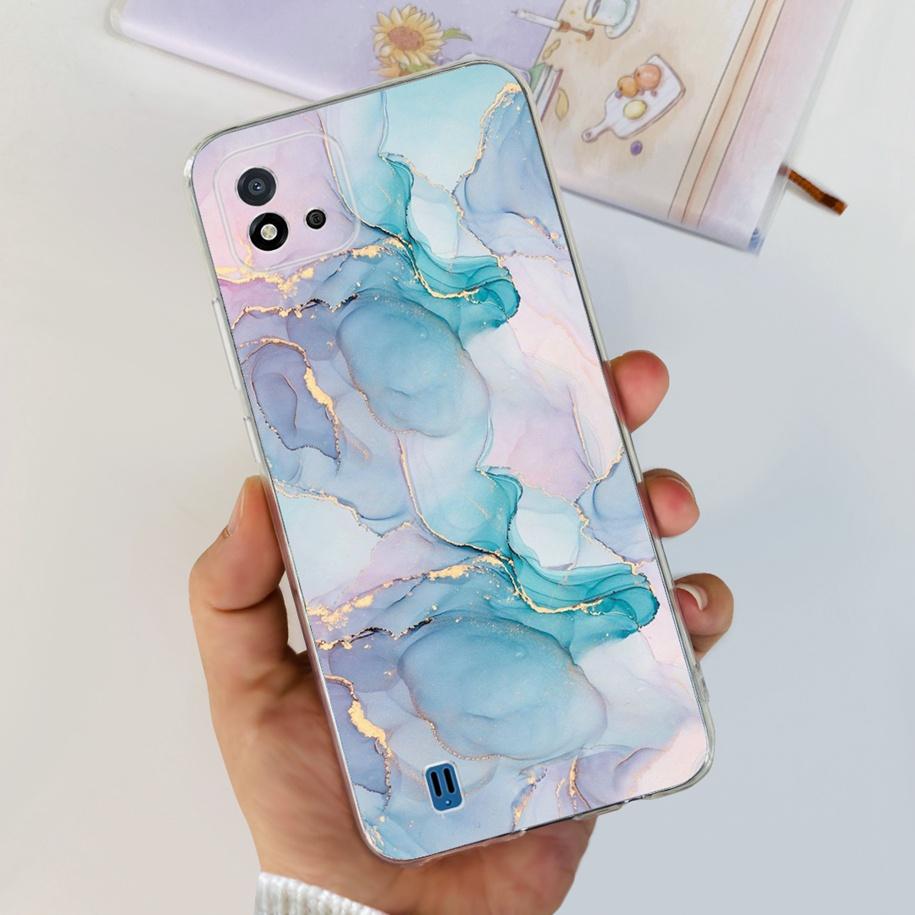 For Cover Realme C11 2021 Case Fashion Marble Love Heart Silicone Soft TPU Phone Back Cover For Realme C11 RMX2185 C20 C20A Capa