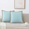Deluxe Linen Trimmed Pillowcase Organic Burlap Fabric Sofa Cushion Case Textured Pillow Cover Luxury Home Decor