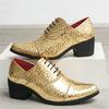 British Designer Trend New Men's Pointed Gold Silver Blue Leather Elevator Shoes for Men Luxury Wedding Prom Homecoming Footwear