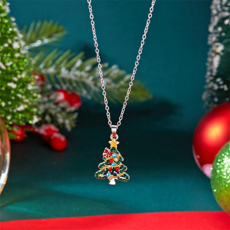 Christmas Tree Drop Earrings For Women Zircon Star Bell Earring Party Jewelry