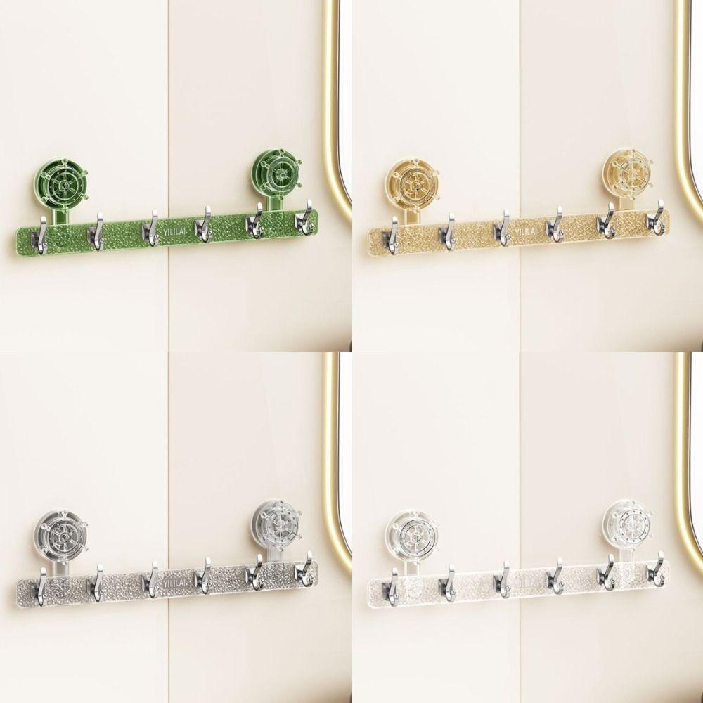 6 Hooks Rotating Suction Cup Rudder Hook Punch-Free Utensils Storage Row Hook  Kitchens