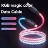 120W Leuchtendes RGB USB A auf Typ C Ladekabel Sync Daten USB-Kabel für 17 16 Pro Huawei Samsung Oppo Vivo