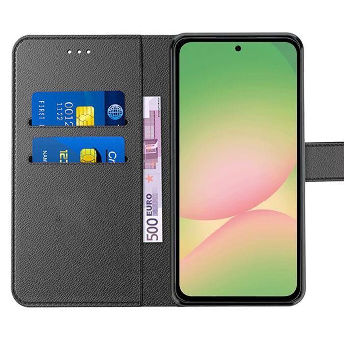Coque de protection - BOOLING - Samsung Galaxy A56 5G - Cuir PU Noir - 2 Verres Trempés - Antichoc