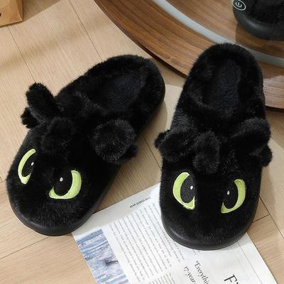 Nuove Pantofole di Cotone per Coppia Piccolo Diavolo: Carine, Antiscivolo, Calde, Scarpe da Interno Pelose con Suola Spessa per l'Inverno