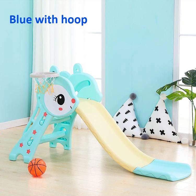 Kids Slide Safety Folding Slide Fox Freestanding Slides with Basketball Hoop for Indoor Outdoor Playground Climbing Playset