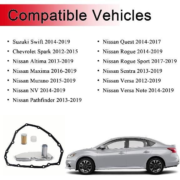 33010-JF015 Transmission Oil Filters with Pan Gasket Fit For 2012-2019 Sentra Versa Note Maxima Swift Spark Replaces# 31726-28X0A 31726-3JX0A RE0F11A