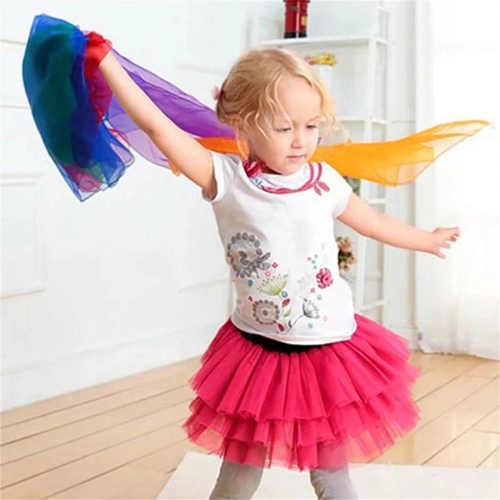 6 Colors Sensory Toys Dance Scarves Gym Towel Juggling Towels Dance Gauze Gymnastics Scarves