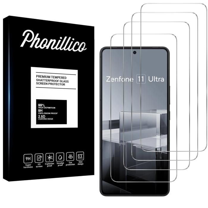 Film verre Trempé pour Asus Zenfone 11 ULTRA 5G [Pack 4] Vitre Protection Ecran Phonillico®