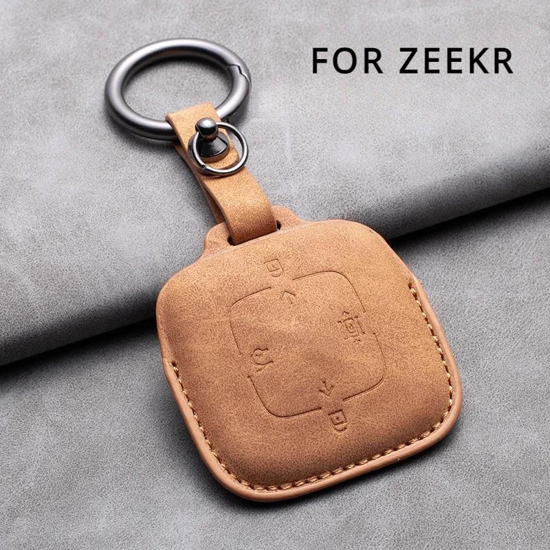 Leather Car Key Case for ZEEKR 001 X Keys Remote Cover Car-styling Holder Shell Protect Accessories Auto Parts Interior Products