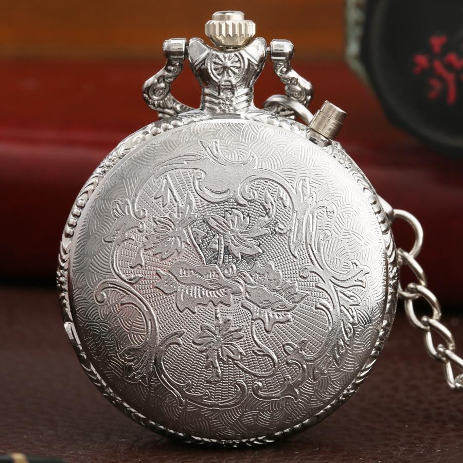 Motorcycle Luminous LED Flash Motorbike Moto Quartz Pocket Watch Carved Chain Clock Gift for Men Women