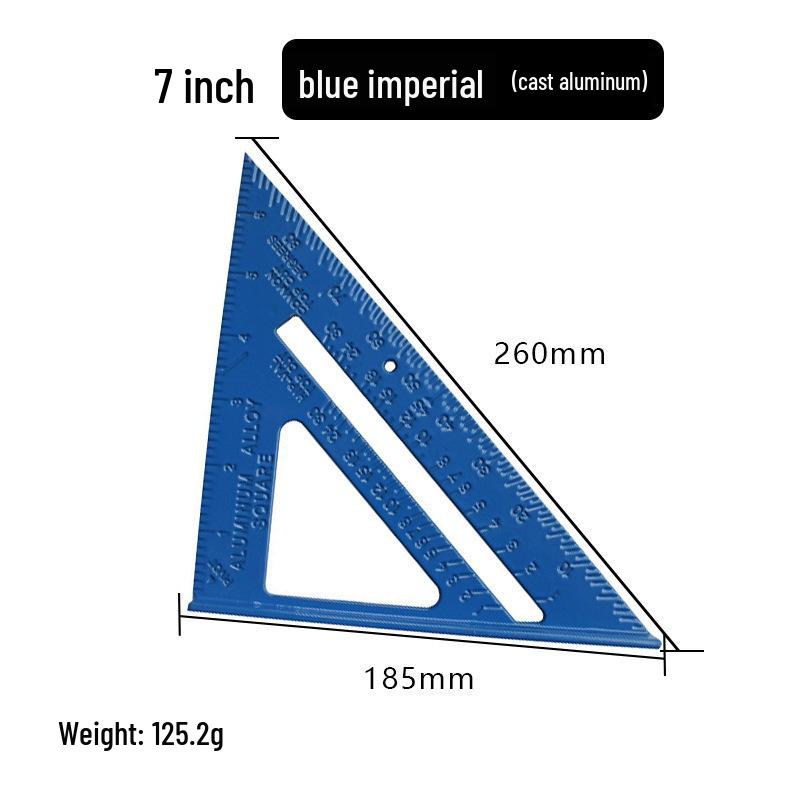 Black Aluminum Imperial & Metric Right Angle Triangle Ruler Default