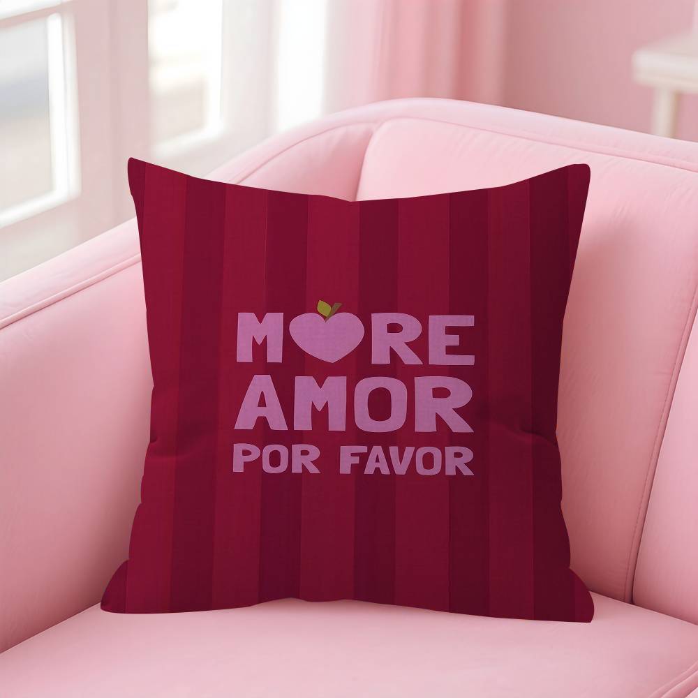 Nordic More Amor Por Favor Colorful Eclectic Pink Love Personalized Picture Text Home Decorative Pillows Household Gifts 45x45cm