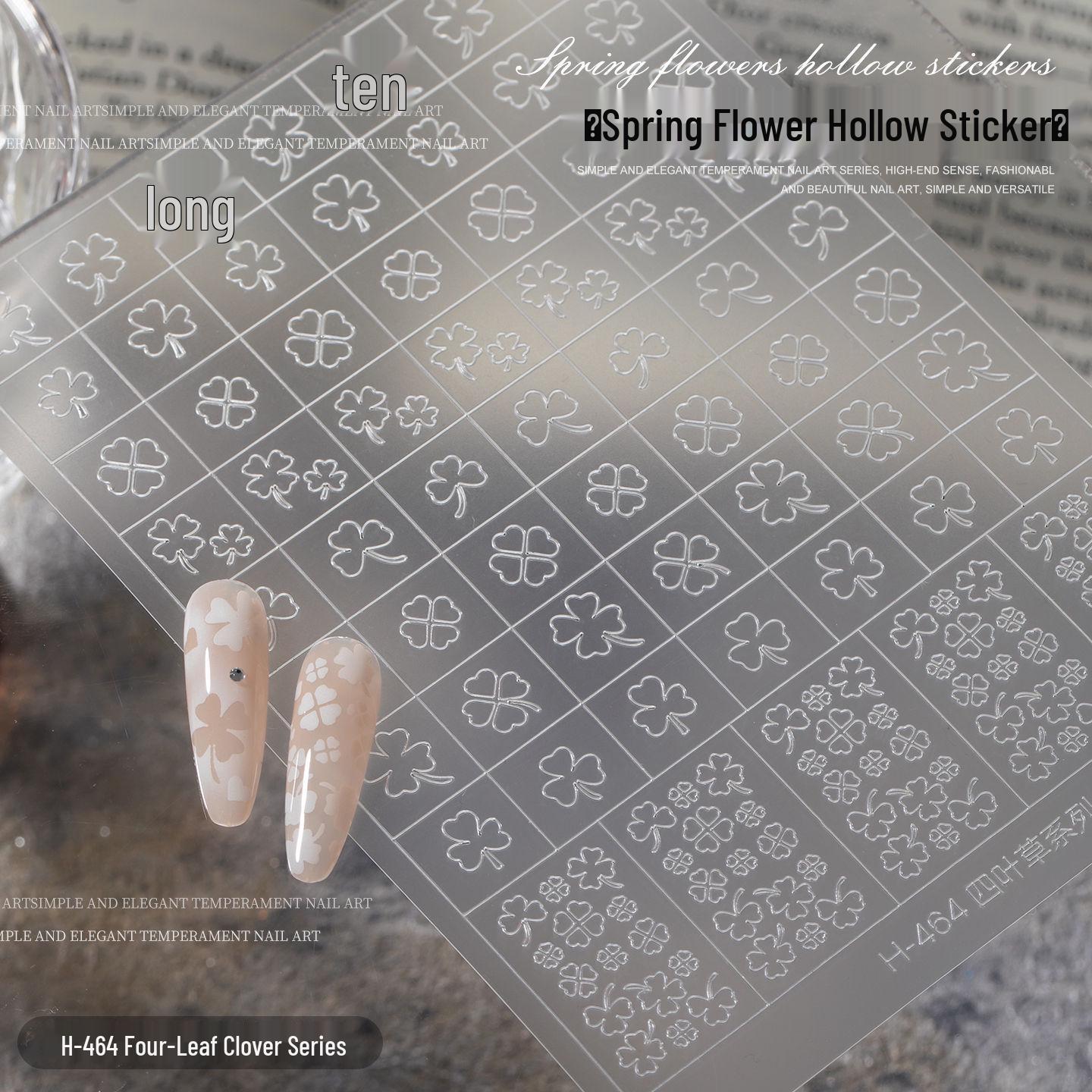 Gradient Spring Flower Nail Art Stickers: Transparent & Dual-Use
