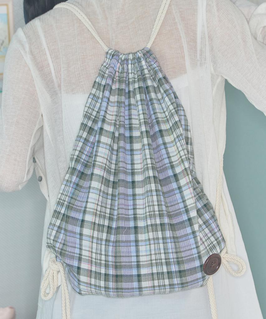Kiibi Check Pattern Gym Sack Purple