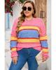 Azura Exchange Pink Plus Size Stripe Oversized Sweater