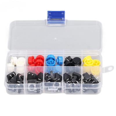 Set da 25 pezzi Interruttore tattile rotondo 12x12x7,3 mm 4 pin Interruttore a pulsante momentaneo SMD PCB con cappuccio