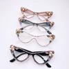 Womens Luxury Rhinestone Cat Eye Reading Glasses Fashion Ladies Glasses Anti-Glare Lenses Presbyopia Eyeglasses