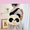 Embroidered Furry Panda Hugging Bamboo Diagonal Cross Backpack For Use Daily