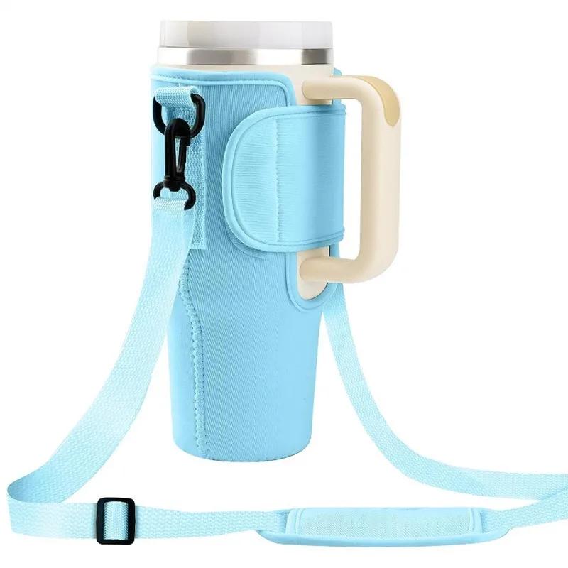 Adjustable Shoulder Strap Carrier Bag for 40oz Stanley Water Cup Foldable Portable Water Bottle Thermos Bag Cup Sleeve