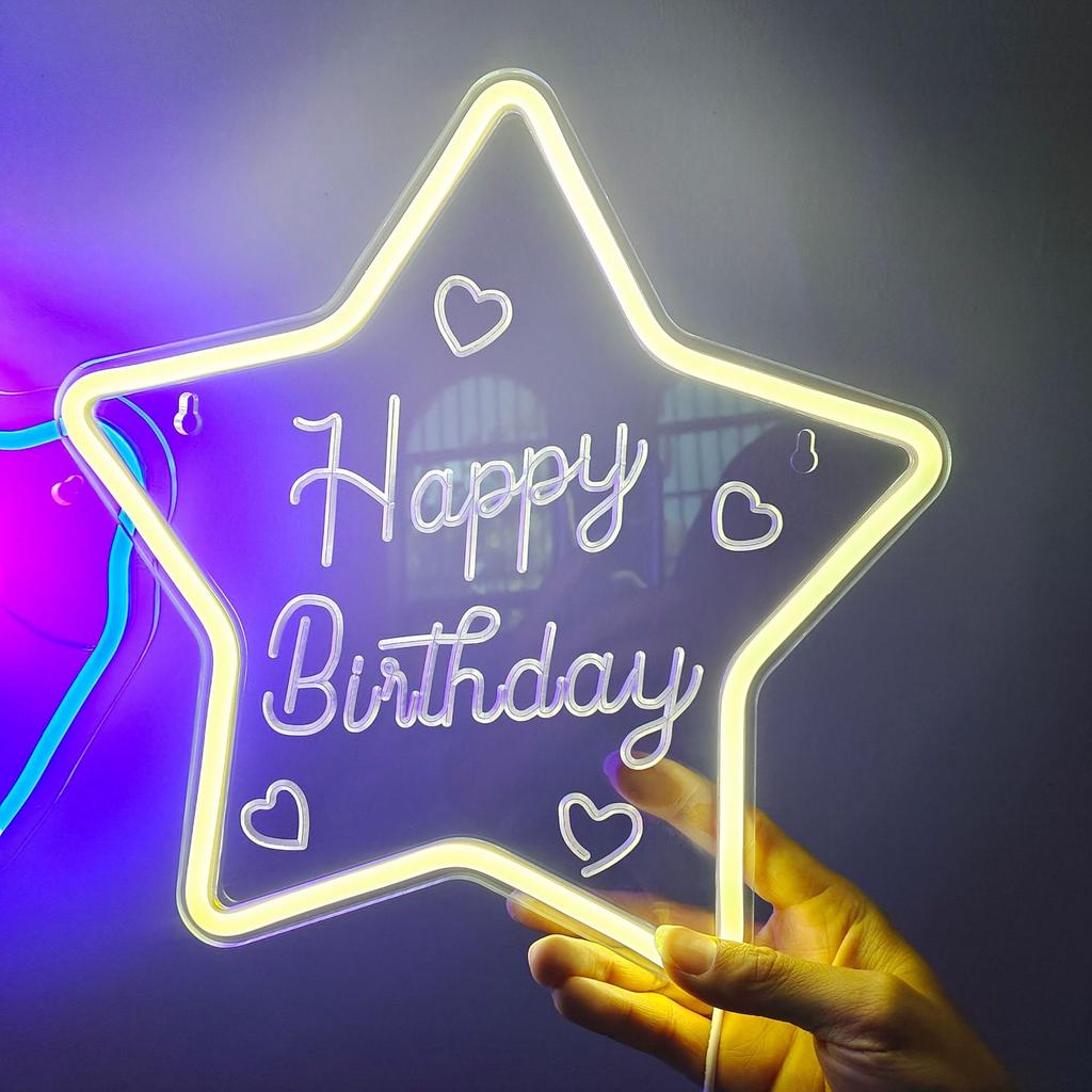 Happy Birthday Letter LED Light Neon Sign Party Decoration Atmosphere Lamp for Birthday Celebration