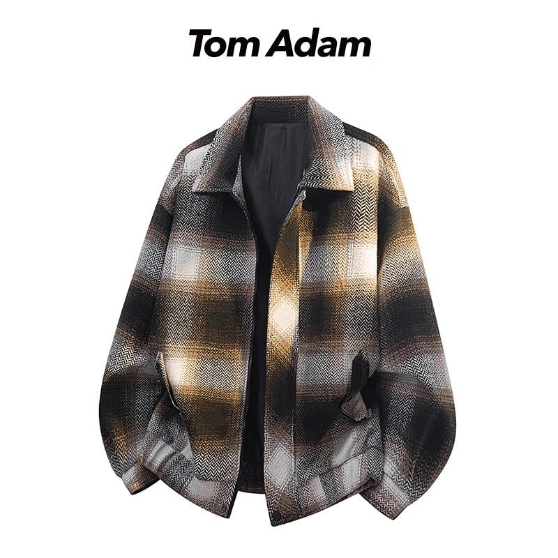 

TOM ADAM Шикарный клетчатый жакет с лацканами в стиле колор-блок 3XL