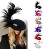 1920s Medieval Hairpin Feather Felt Hat Prom Party Hair Clip Headband Anti-Slip