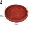 Round Rattan Basket Durable Handwoven Bread Decorative Organizer Rustic Style Snacks Biscuits with