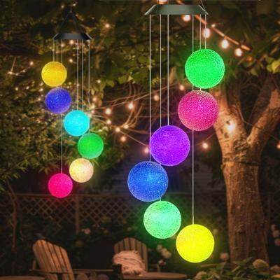 1pcs Colorful Solar Particle Ball Wind Chime Light, Landscape Light, Suitable for Outdoor Garden, Terrace, Party Decoration