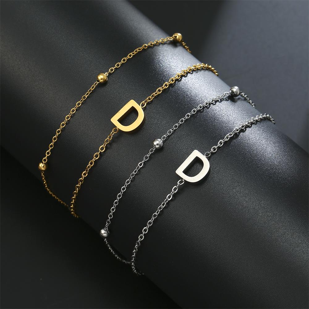 Cazador Stainless Steel Initial Letter Double Chains Bracelet for Women A-Z Alphabet Jewelry 2026 Bracelet On Hand Birthday Gift