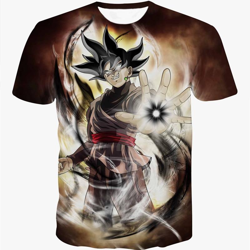 3D Dragon Ball Super Аниме Темный Гоку Принтованная Мужская Модная Футболка с Коротким Рукавом Dragonball Футболка Dragon Ball Z XXS