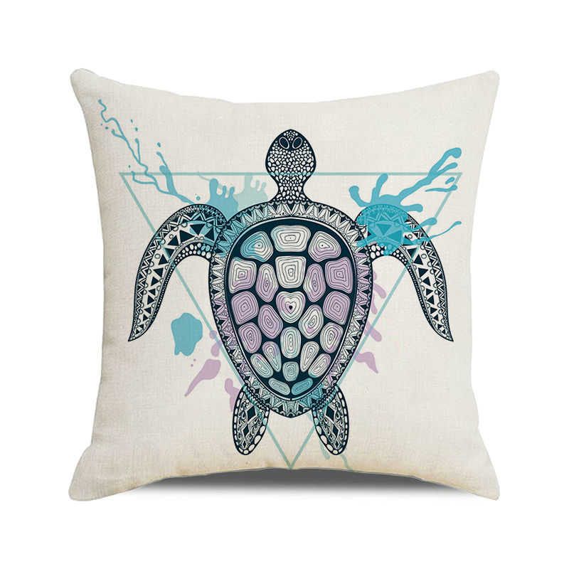 Home Decor Colorful Sea Turtle Watercolor Pillow Covers Pattern Cushion Cover Suitable for Sofa Bedroom Car Pillow Cover