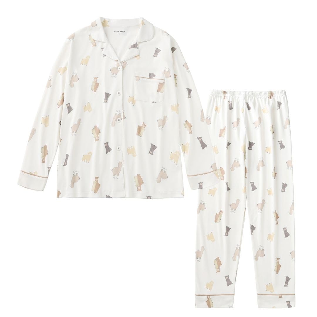

Alpaca Print Cotton Matching Pajama Set for Moms and Perfect for and Preschool One [WEAR SHOW] 100% Kids, Travel, Gifts, (JP, Alphabet, Size, White) белый