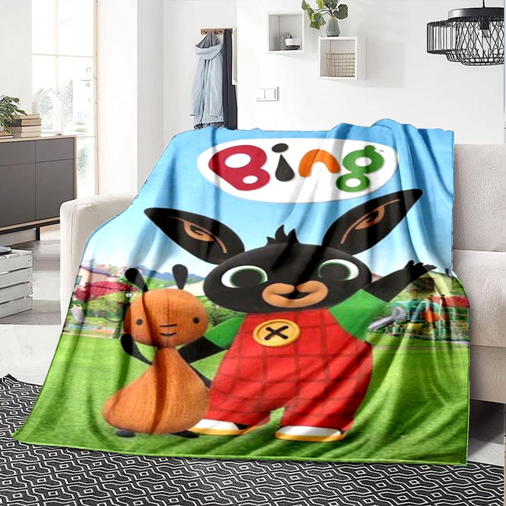 Bing Cartoon Print Flannel Blanket High Quality Warm Comfortable Cover for All Seasons Perfect for Gifts Home Decor