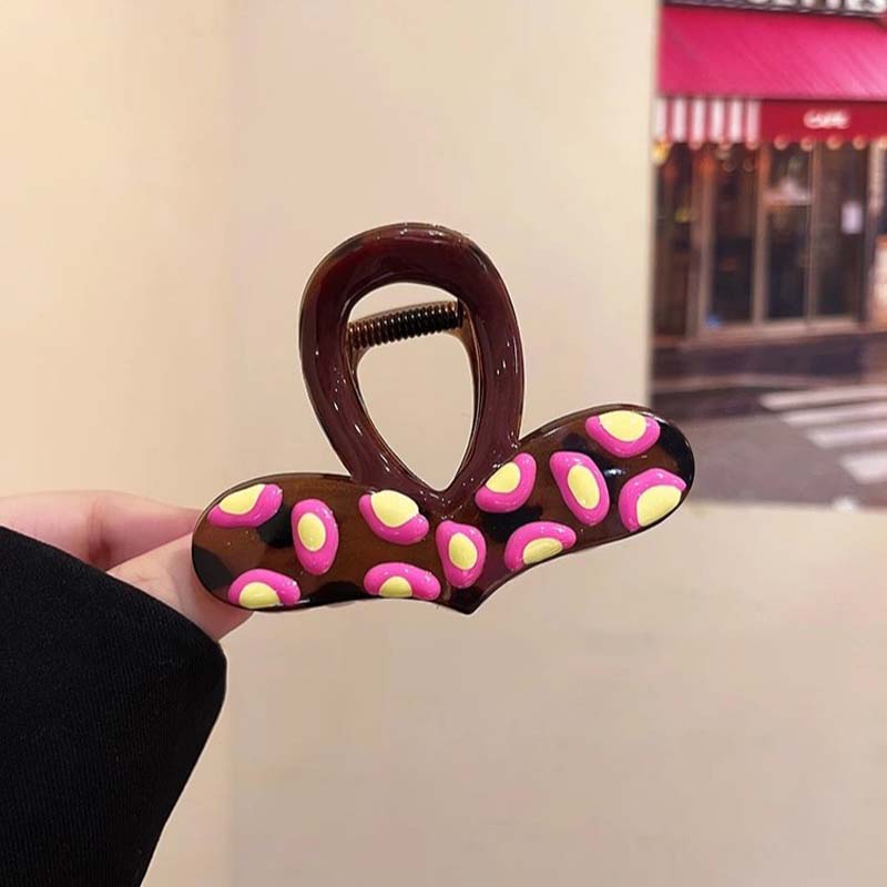 Korean Colorful Polka Dot Heart Hair Claw For Women  New Sweet Drip Oil Shark Clip Headdress Hair Accessories